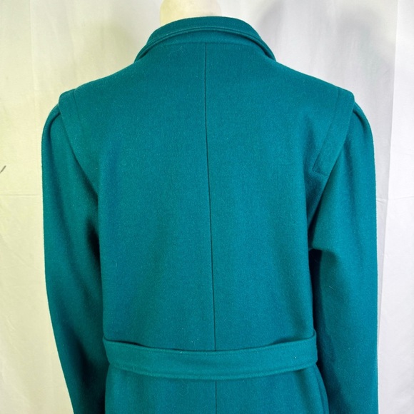 NICCOLINI GREEN WOOL TRENCH COAT VINTAGE EMERALD WINTER COAT 70s WOMAN SIZE 14 - Picture 6 of 17